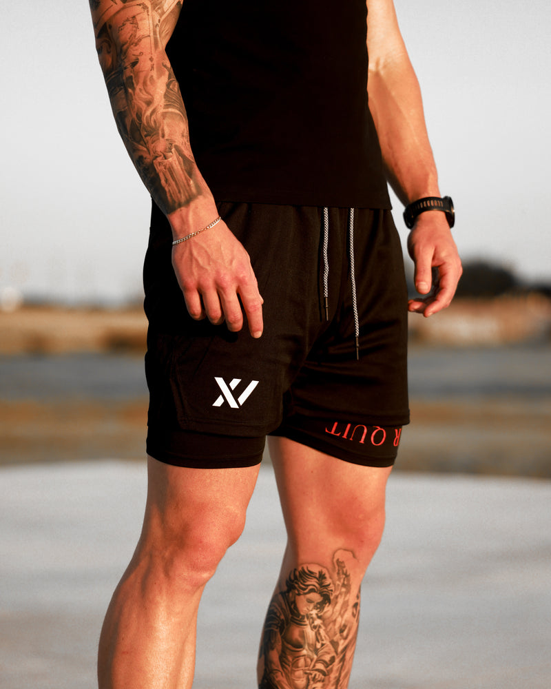 NEVER QUIT - ATHLETIC SHORTS (BLACK)