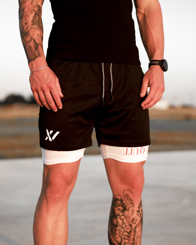 NEVER QUIT - ATHLETIC SHORTS (WHITE)