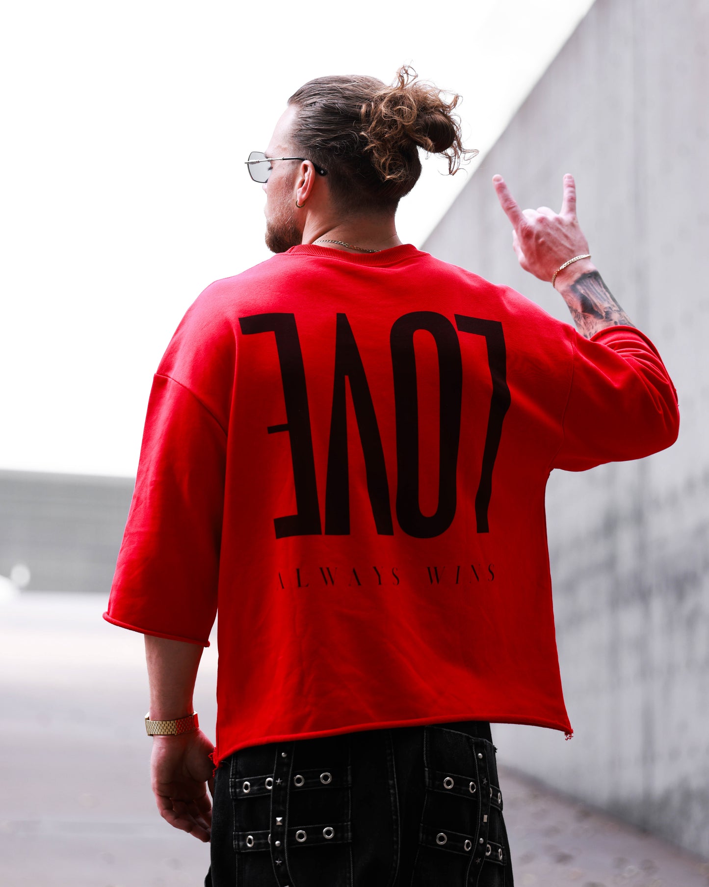 LOVE ALWAYS WINS CROP T-SHIRT - RED